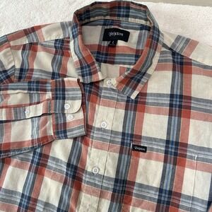 Brixton Men's Long Sleeve Button Down‎ Shirt Size Large Lightweight Plaid EUC